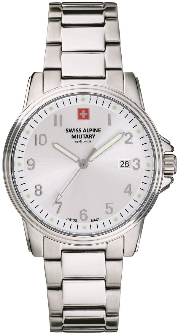 Swiss Alpine Military By Grovana Leader Silver Dial Quartz 7011.1132 100M Men's Watch