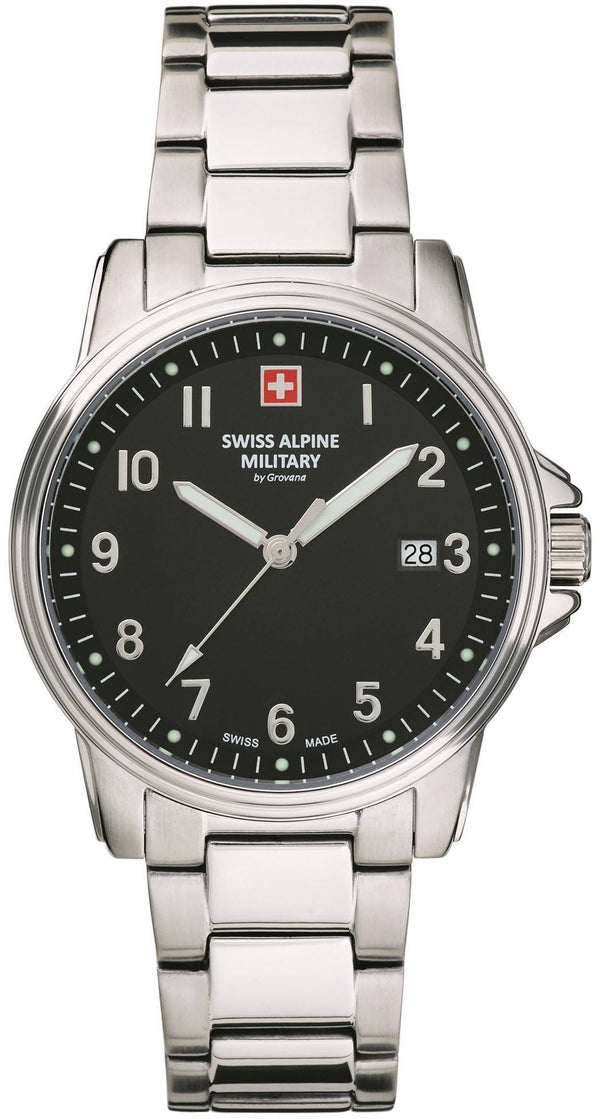 Swiss Alpine Military By Grovana Leader Black Dial Quartz 7011.1137 100M Men's Watch