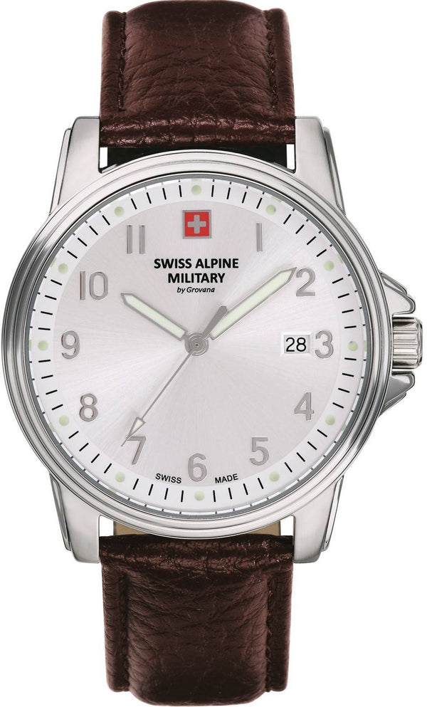 Swiss Alpine Military By Grovana Leader Silver Dial Quartz 7011.1532 100M Men's Watch