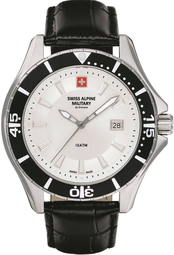 Swiss Alpine Military By Grovana Nautilus White Dial Quartz 7040.1532 100M Men's Watch