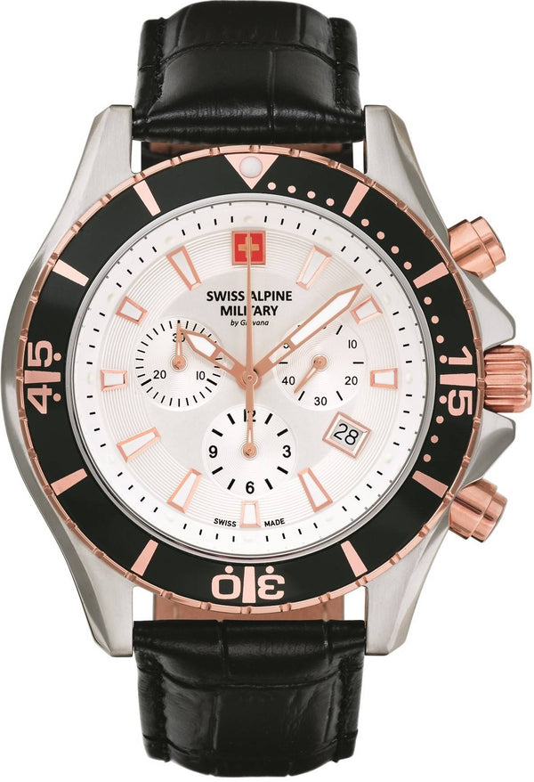 Swiss Alpine Military By Grovana Nautilus Chronograph White Dial Quartz 7040.9552 100M Men's Watch