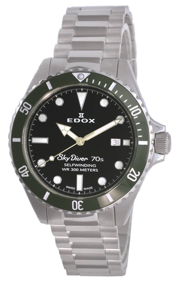 Edox Skydiver 70's Black Dial Automatic Diver's 801153VMNN 80115 3VM NN 300M Men's Watch