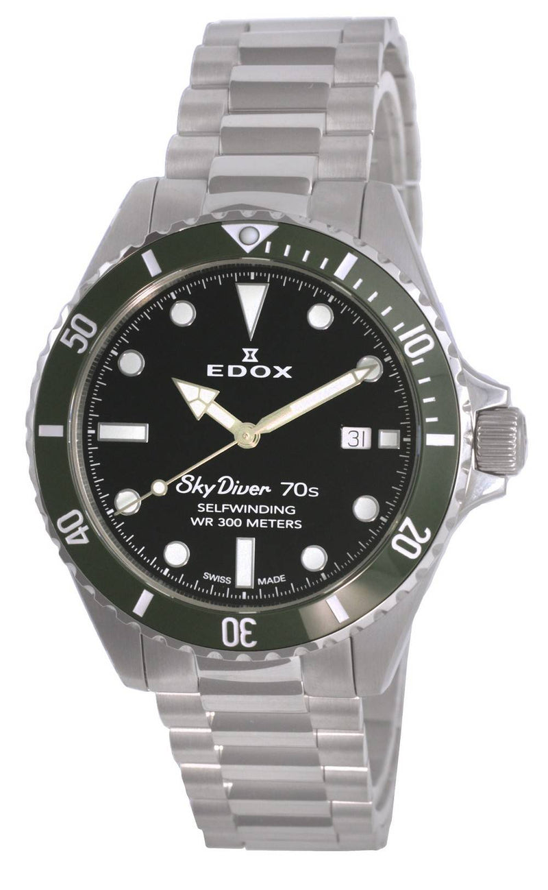 Edox Skydiver 70's Black Dial Automatic Diver's 801153VMNN 80115 3VM NN 300M Men's Watch