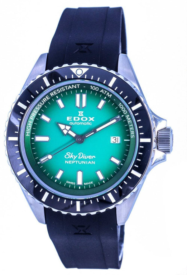 Edox SkyDiver Neptunian Diver's Green Dial Automatic 801203NCAVDN 80120 3NCA VDN 1000M Men's Watch