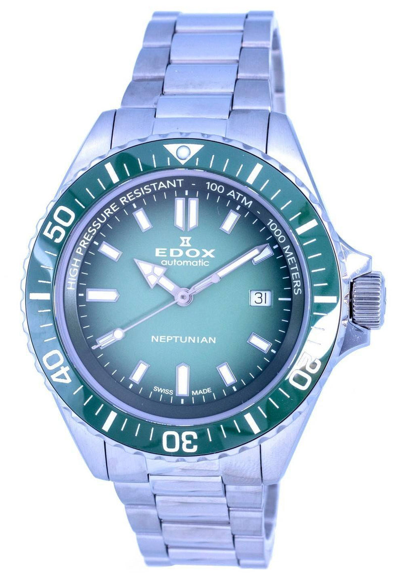 Edox SkyDiver Diver's Stainless Steel Green Dial Automatic 801203VMVDN1 80120  3VM VDN1 1000M Men's Watch