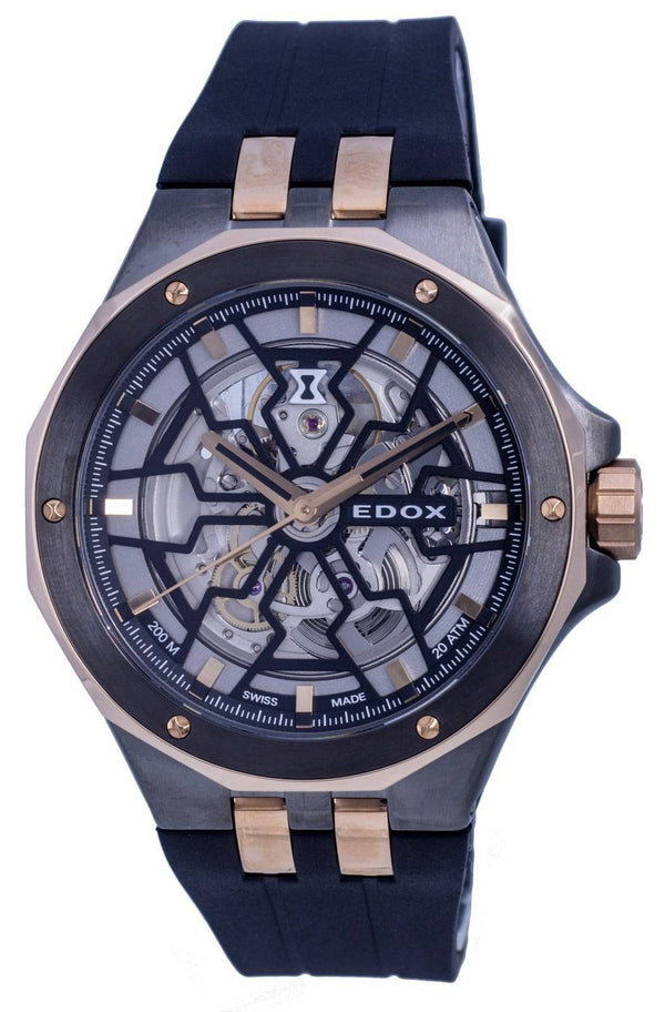Edox Delfin Mecano Diver's Skeleton Dial Automatic 85303357GRNRN 85303 357GR NRN 200M Men's Watch