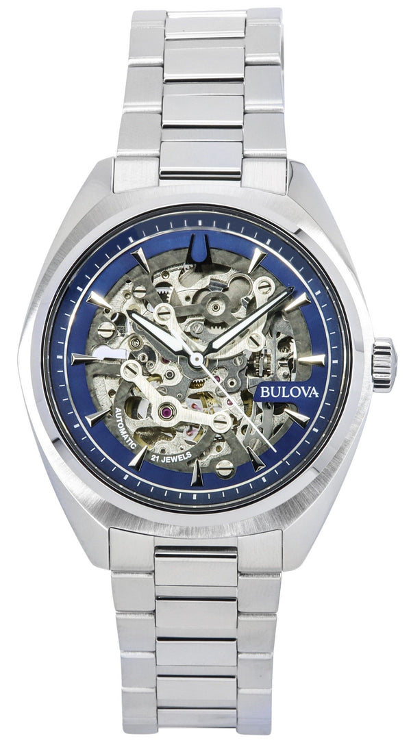 Bulova Classic Surveyor Stainless Steel Blue Skeleton Dial Automatic 96A292 100M Men's Watch