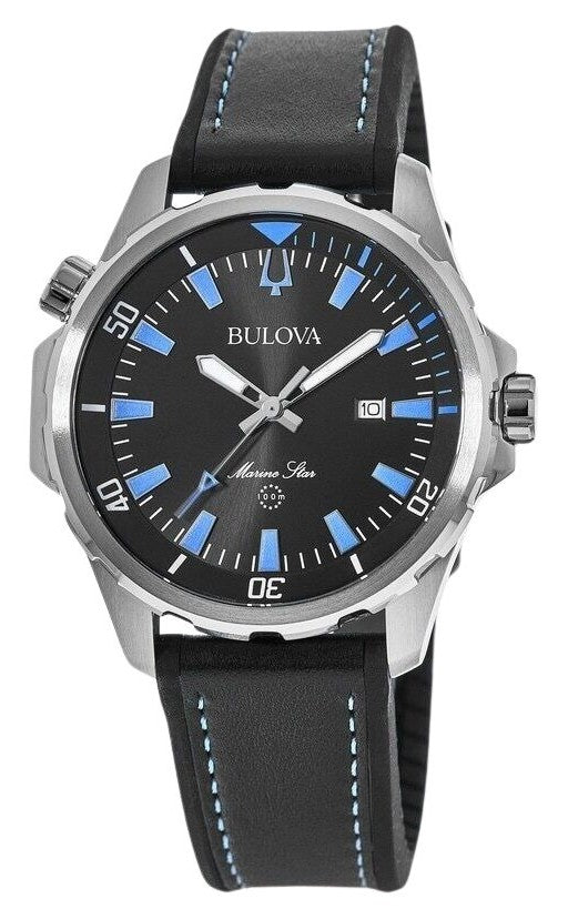 Bulova Marine Star Silicon Strap Black Dial Quartz 96B337 100M Men's Watch