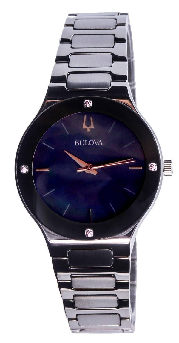 Bulova Millennia Black Mother Of Pearl Dial with Diamond Accents Quartz 96R231 Women's Watch