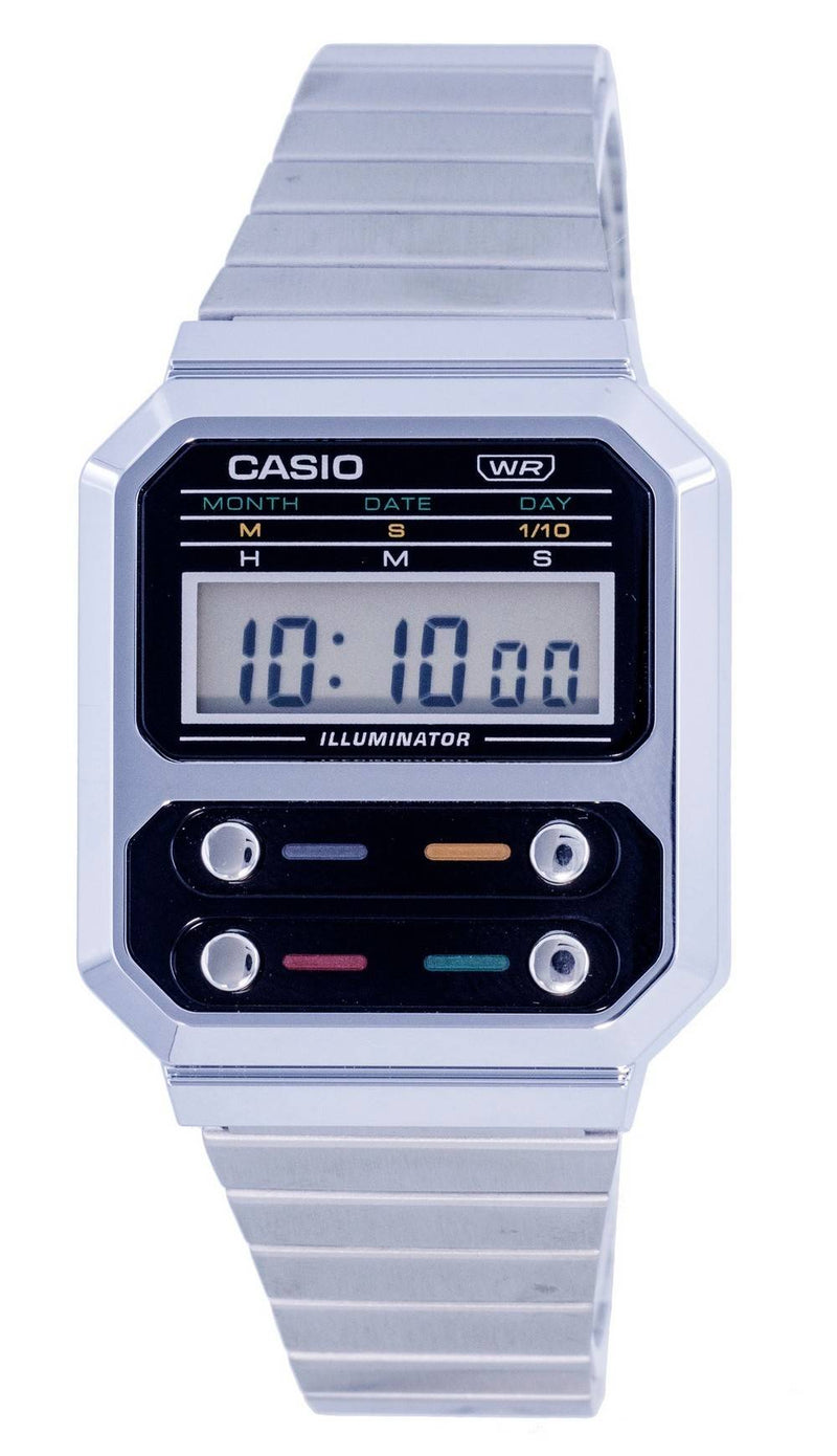 Casio Vintage Digital Stainless Steel A100WE-1A A100WE-1 Men's Watch