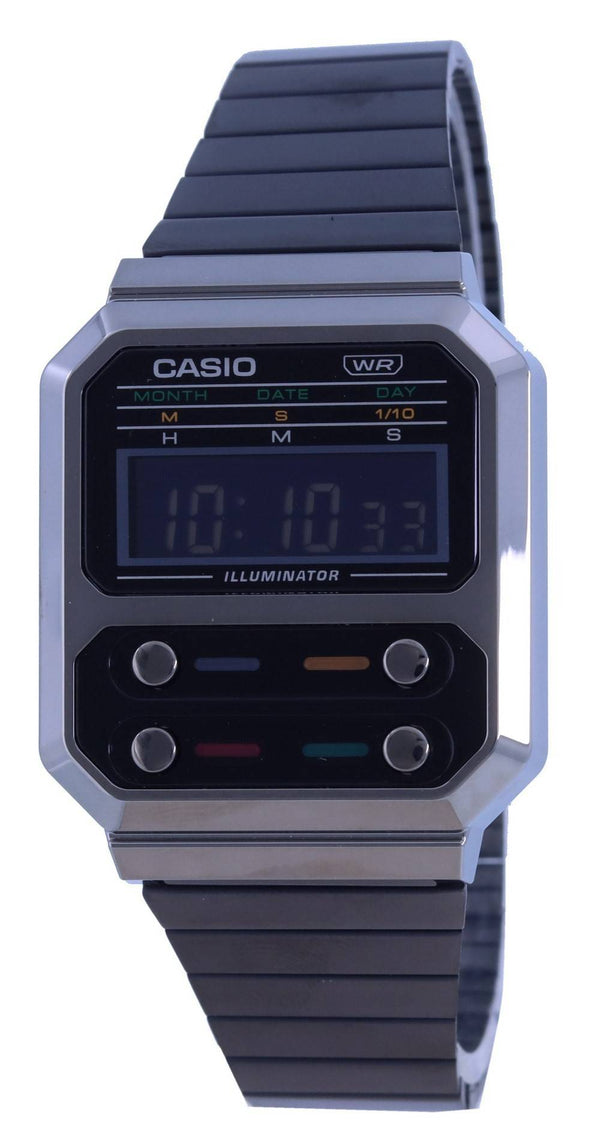 Casio Vintage Youth Digital Stainless Steel Quartz A100WEGG-1A A100WEGG-1 Unisex Watch