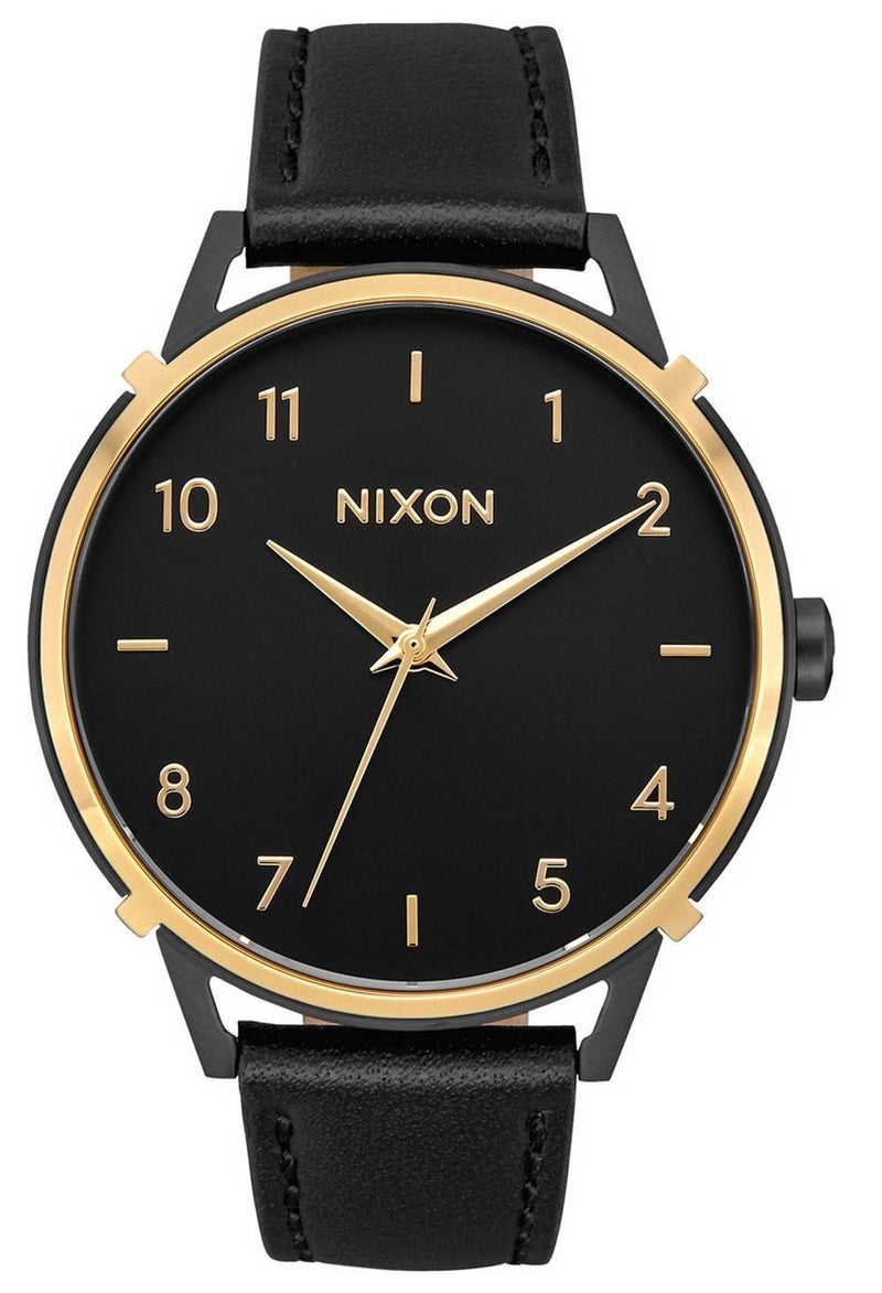 Nixon Arrow Black Dial Leather Strap Quartz A10913220 Women's Watch