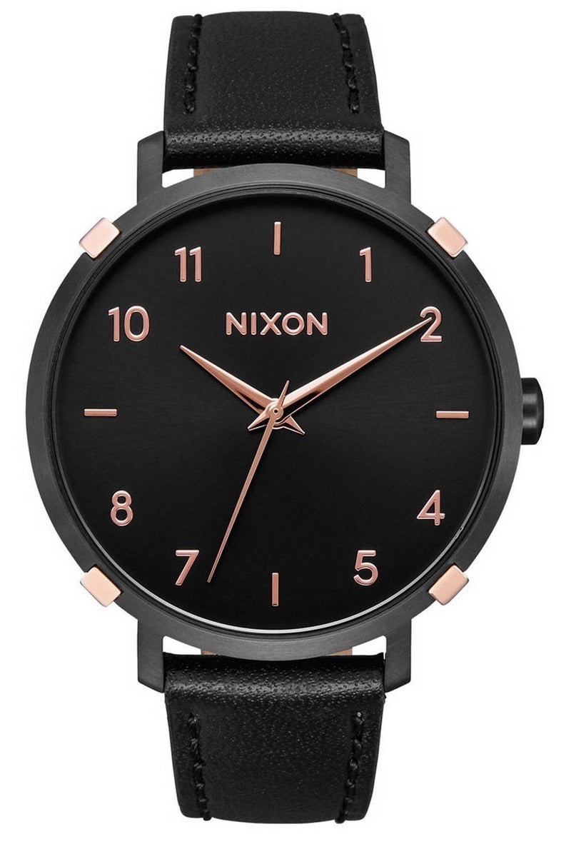 Nixon Arrow Black Dial Leather Strap Quartz A10913221 Women's Watch