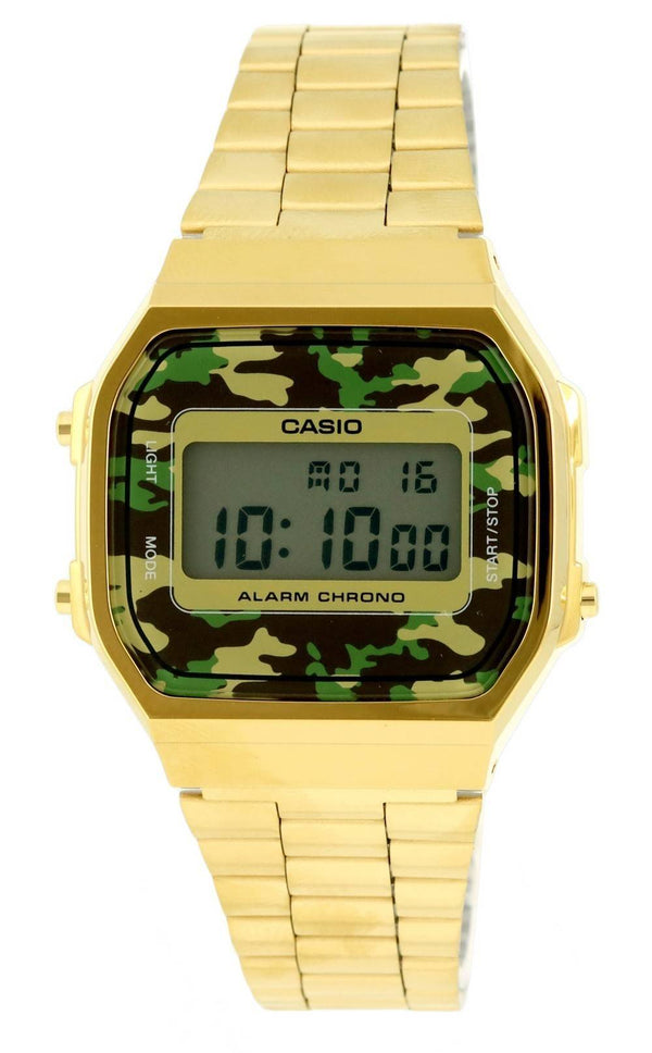Casio Vintage Gold Tone Stainless Steel Multicolor Dial Quartz A168WEGC-3D A168WEGC-3D Unisex Watch