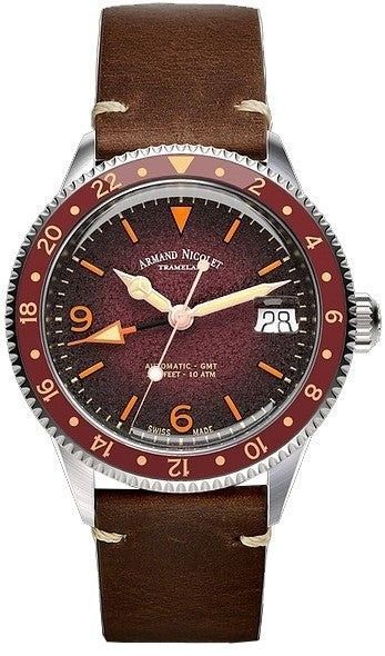 Armand Nicolet VS1 Tramelan Burgundy Dial Automatic A500AXAA-XS-BP19500MAC 100M Leather Strap Men's Watch