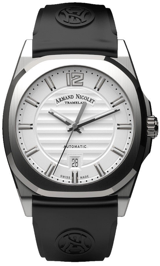 Armand Nicolet Tramelan J09 Silver Dial Automatic A660AAA-AG-GG4710N Rubber Strap Men's Watch