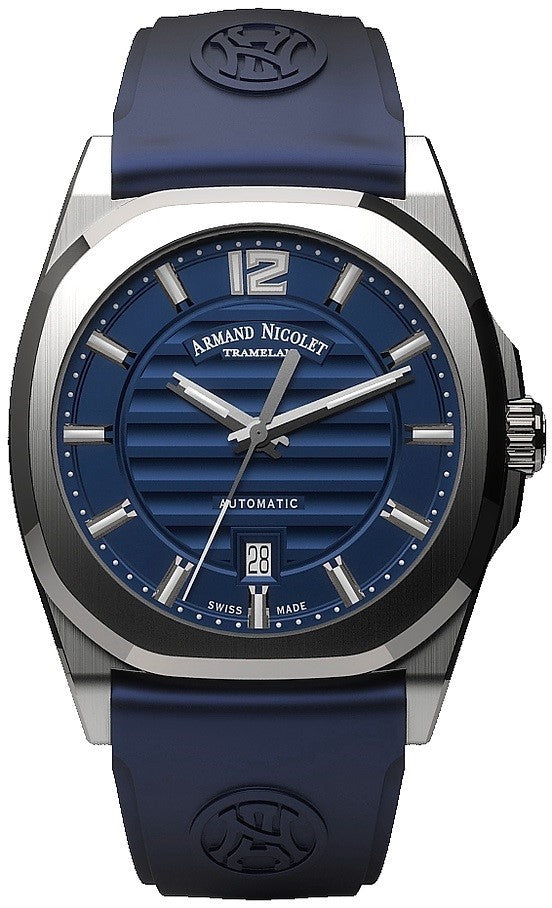 Armand Nicolet Tramelan J09 Blue Dial Automatic A660AAA-BU-GG4710U Blue Rubber Strap Men's Watch