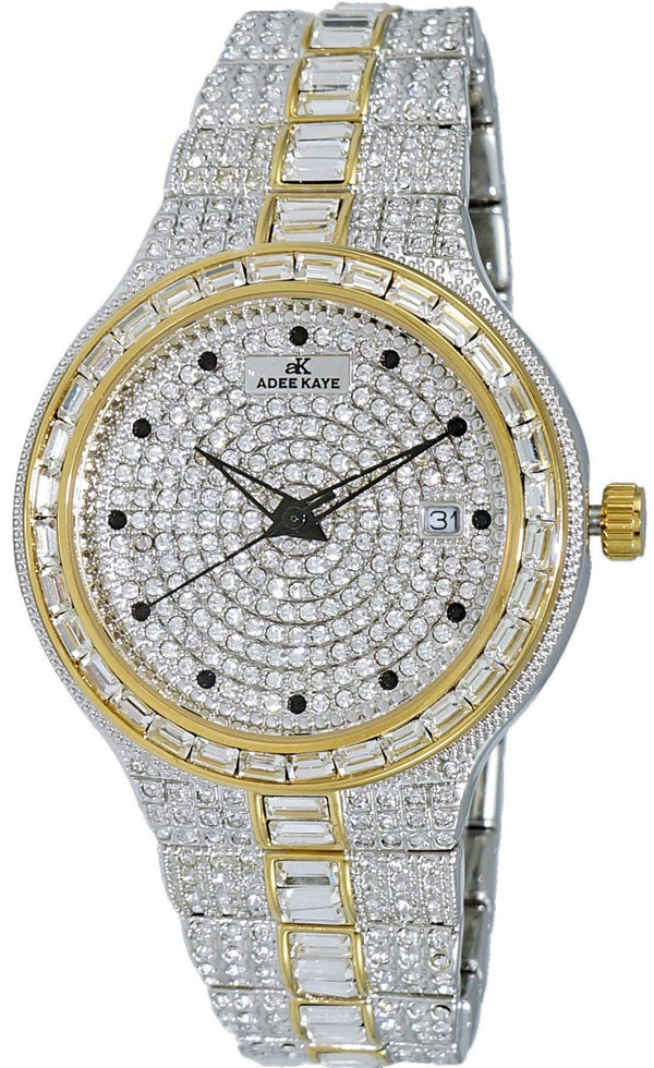 Adee Kaye Fussy Mid-S Collection Crystal Accents Pave Dial Quartz AK2525-M2G Women's Watch