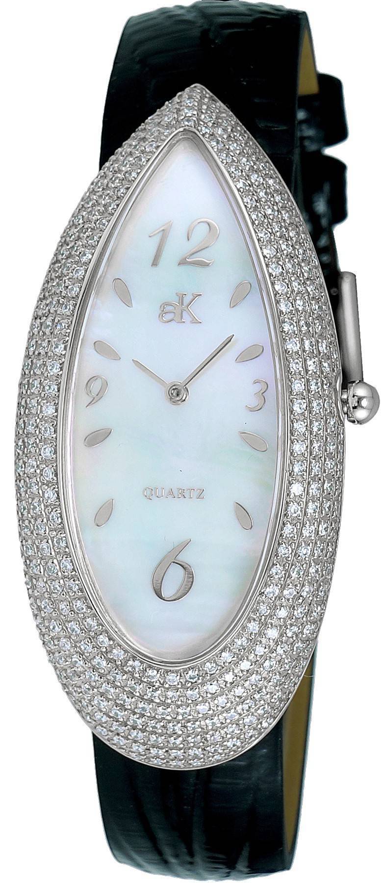 Adee Kaye Pear Collection Crystal Accents White Mother Of Pearl Dial Quartz AK2527-L Women's Watch