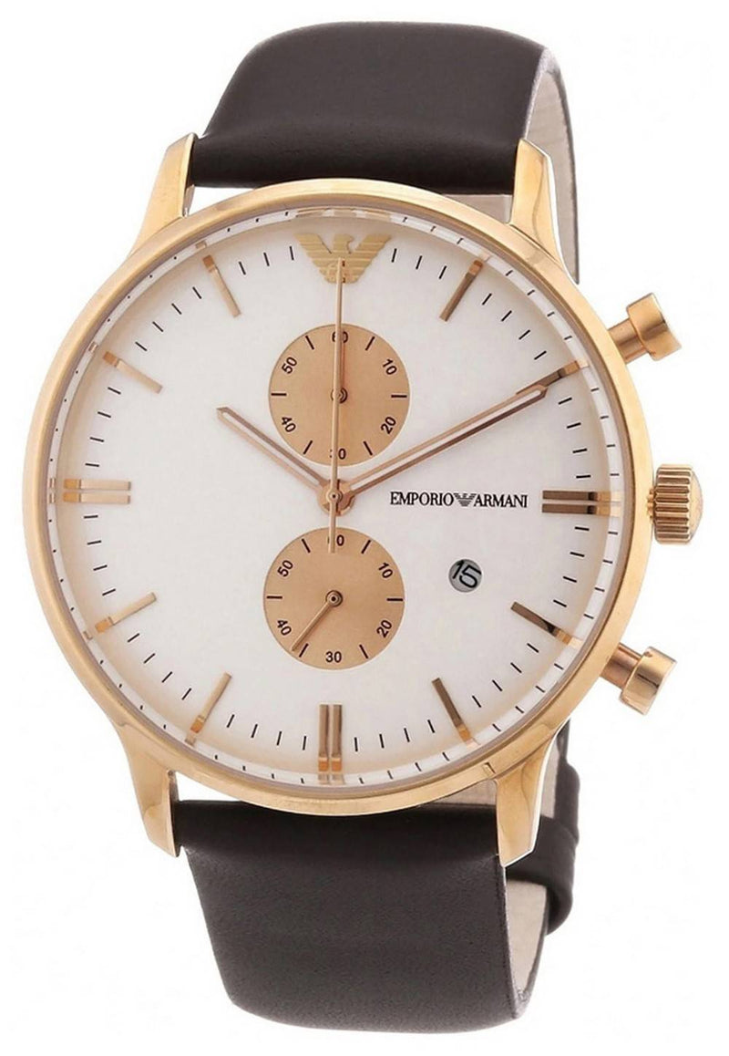 Emporio Armani Gianni Chronograph Leather Strap Quartz AR0398 Men's Watch