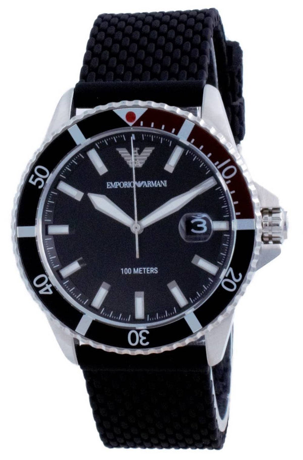 Emporio Armani Black Dial Rubber Quartz AR11341 100M Men's Watch