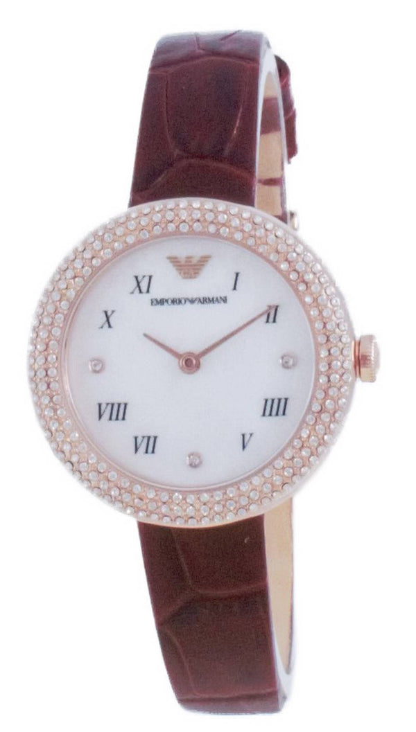 Emporio Armani Mother Of Pearl Leather Quartz AR11357 Women's Watch