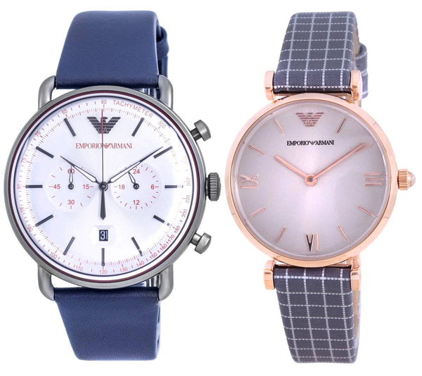 Emporio Armani Analog Quartz Men's And Women's Watch Combo Set - AR11384 - AR11386