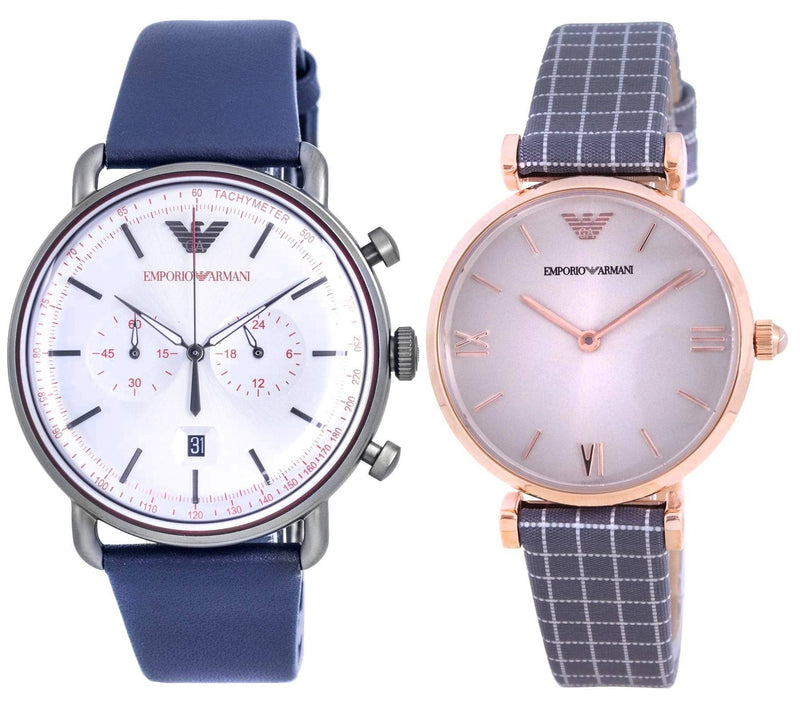 Emporio Armani Analog Quartz Men's And Women's Watch Combo Set - AR11384 - AR11386