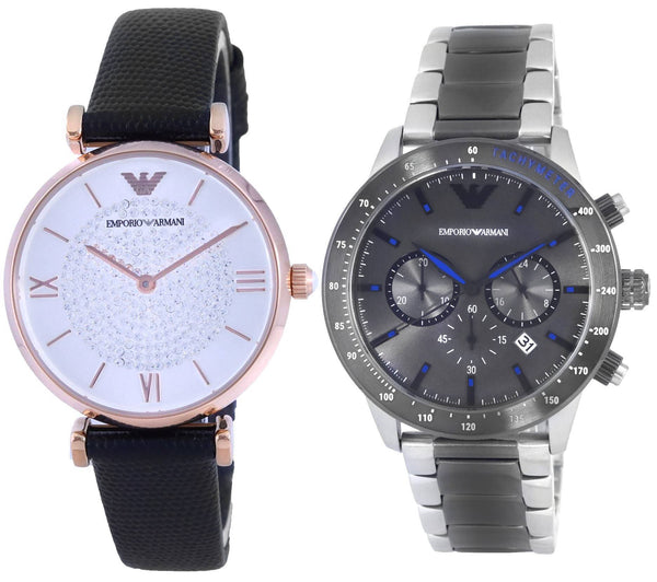 Emporio Armani Analog Quartz Men's And Women's Watch Combo Set - AR11391 - AR11387