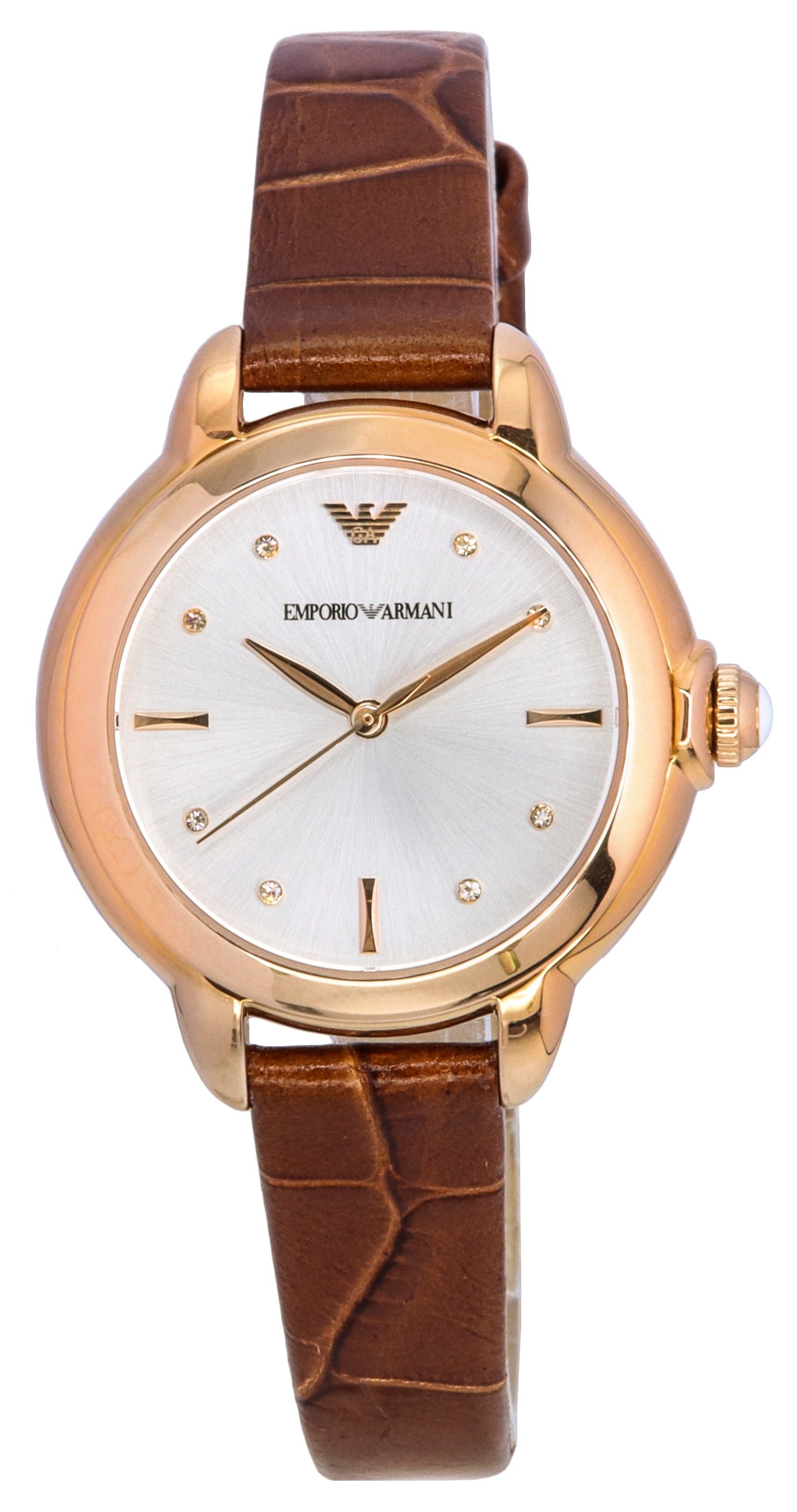 Emporio Armani Mia Brown Leather Strap Silver Dial Quartz  display picture 1