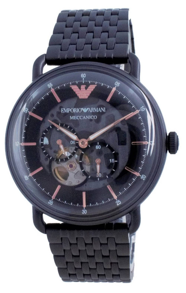 Emporio Armani Aviator Black Dial Stainless Steel Automatic AR60025 Men's Watch