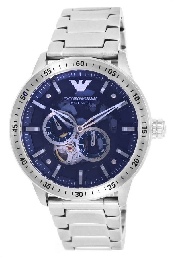 Emporio Armani Stainless Steel Blue Open Heart Dial Automatic AR60052 Men's Watch