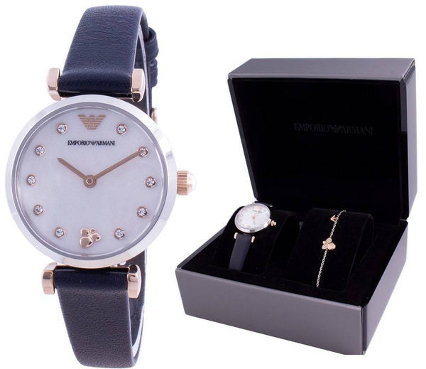 Emporio Armani Gianni T-Bar Diamond Accents Quartz AR80036 With Gift Set Women's Watch