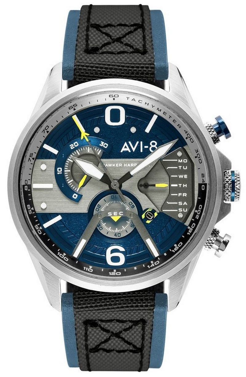 AVI-8 Hawker Harrier II Admiral Blue Steel Dual Retrograde Chronograph Quartz AV-4056-01 Men's Watch