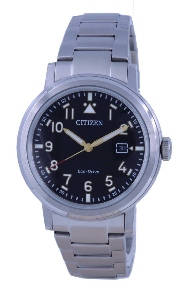 Citizen Military Black Dial Stainless Steel Eco-Drive AW1620-81E 100M Men's Watch