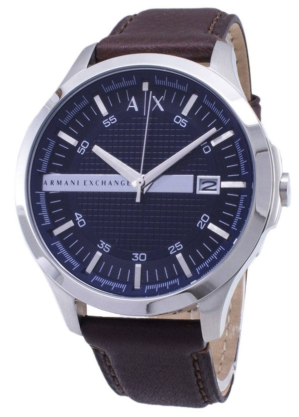 Armani Exchange Quartz Blue Dial Brown Leather Strap AX2133 Men's Watch