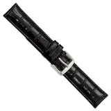 19mm Black Crocodile Grain Chrono Silver-tone Buckle Watch Band