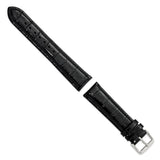 DeBeer 20mm Black Crocodile Grain Chronograph Leather with Silver-tone Buckle 7.5 inch Watch Band