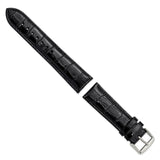 DeBeer 22mm Black Crocodile Grain Chronograph Leather with Silver-tone Buckle 7.5 inch Watch Band