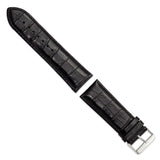 DeBeer 26mm Black Crocodile Grain Chronograph Leather with Silver-tone Buckle 7.5 inch Watch Band