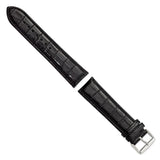 DeBeer 24mm Long Black Crocodile Grain Chronograph Leather with Silver-tone Buckle 8.5 inch Watch Band