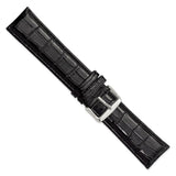 DeBeer 24mm Long Black Crocodile Grain Chronograph Leather with Silver-tone Buckle 8.5 inch Watch Band