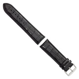 26mm Long Black Crocodile Chrono Silver-tone Buckle Watch Band