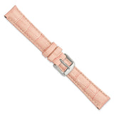 16mm Pink Crocodile Grain Chrono Silver-tone Buckle Watch Band