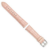 DeBeer 20mm Long Pink Crocodile Grain Chronograph Leather with Silver-tone Buckle 8.5 inch Watch Band