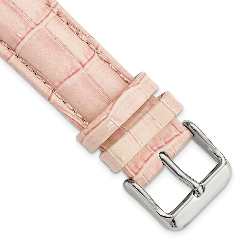 20mm Pink Crocodile Grain Chrono Silver-tone Buckle Watch Band