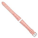 20mm Long Pink Crocodile Grain Chrono Silver-tone Buckle Watch Band