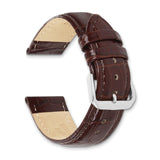 24mm Dark Brown Crocodile Grain Chrono Silver-tone Buckle Watch Band