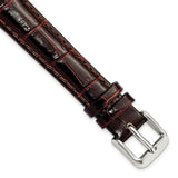 14mm Dark Brown Crocodile Grain Chrono Silver-tone Buckle Watch Band