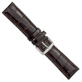 DeBeer 22mm Dark Brown Crocodile Grain Chronograph Leather with Silver-tone Buckle 7.5 inch Watch Band